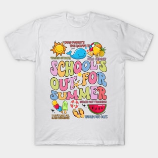 Last Day Of School Groovy School's Out For Summer Teacher Kid T-Shirt